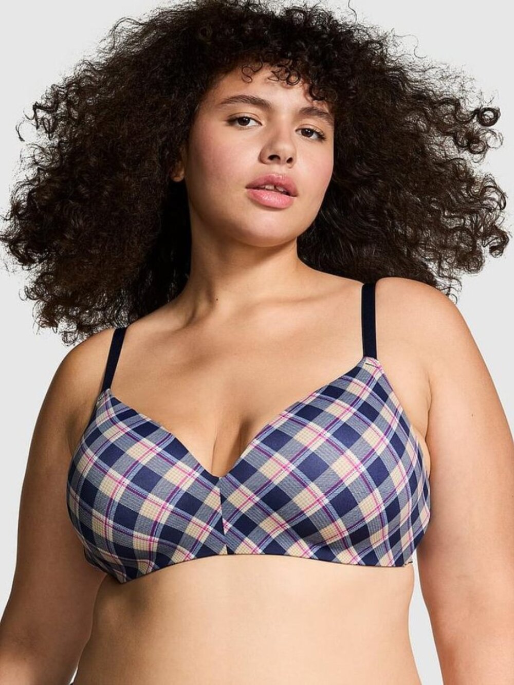 PINK Victoria's Secret 38DD Plaid Wear Everywhere Wireless Lightly Lined Bra